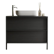 Mobile da bagno FRASSI – 79 cm – Nero cenere – Lavabo incluso – 2 cassetti