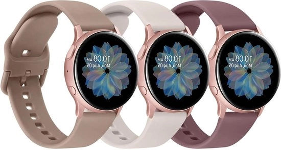 Set di 3 cinturini di riserva compatibili con Samsung Galaxy Watch Active 2 - Cinturini di riserva in silicone per signore e signore - 40 mm e 44 mm