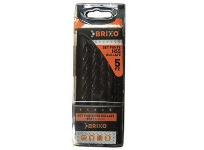 SET PUNTE PER FORARE BRIXO HSS RULLATE 5 PZ MISURE  3-4-5-6-8 MM