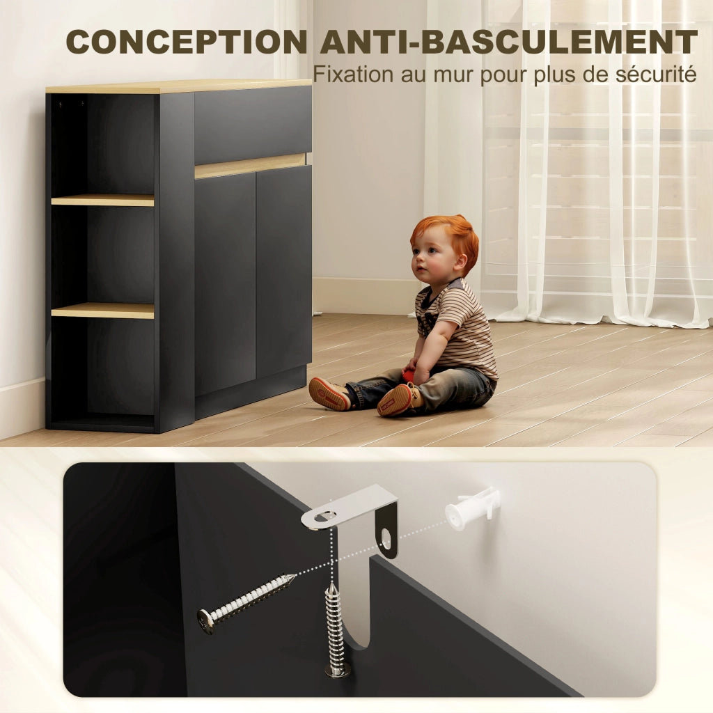 Credenza con cassetti e ante ¨C zephmum ¨C 110x29.5x82 cm nero