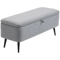 Panca Contenitore in Tessuto Effetto Velluto, per Camera, Soggiorno e Ingresso, 101x38.5x44.5 cm, Grigio