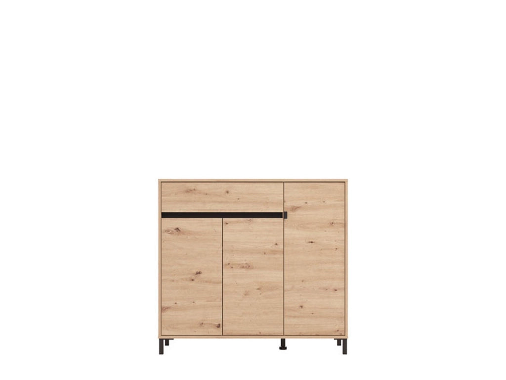 Mobile Portascarpe Orotelli, Scarpiera un Cassetto, 118.5x40x109.5h cm Marrone Rovere Nodi