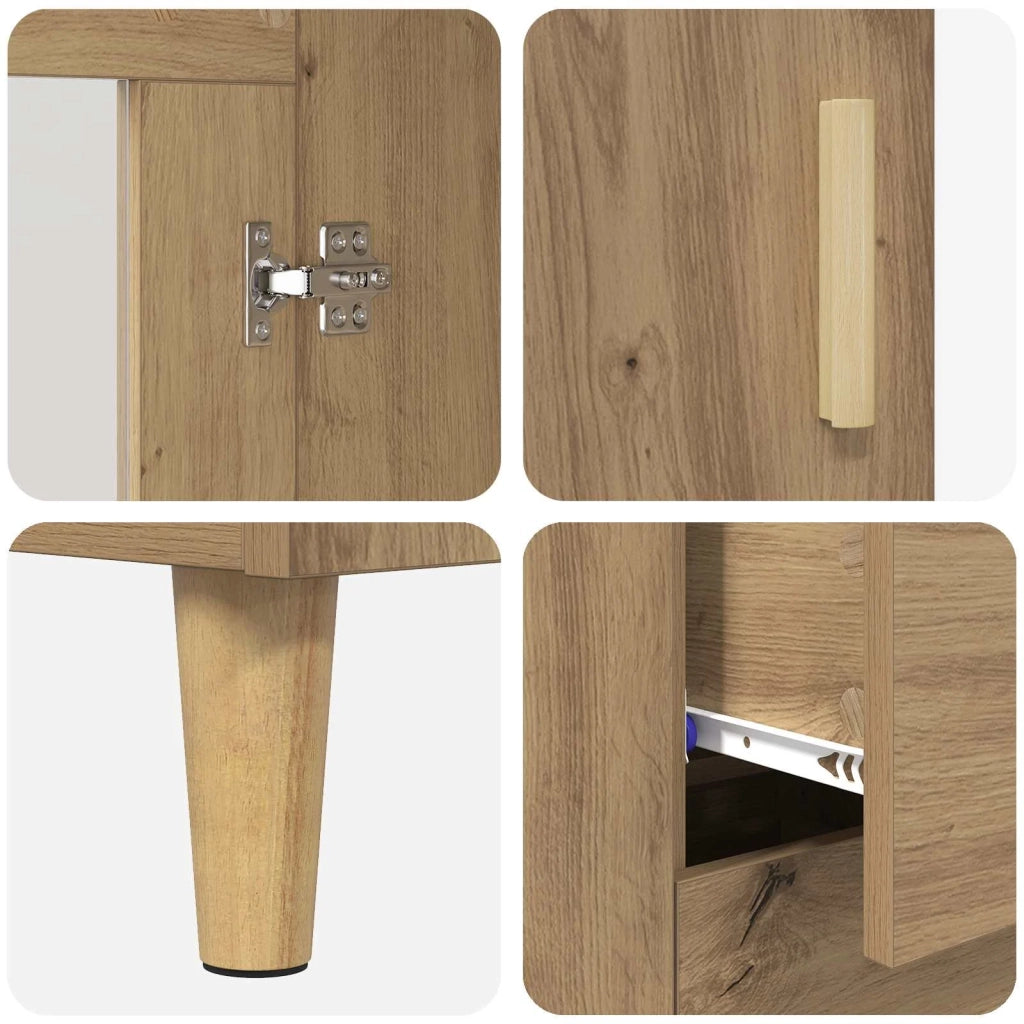 Credenza | Madia | Buffet da pranzo | Armadio da pranzo Rovere artigianale 69,5 x 34 x 90 cm Legno multistrato