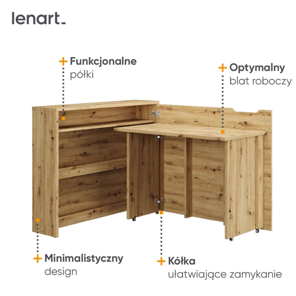 Lenart scrivania richiudibile Off. Concept cm115x27-136x93H destra Rovere