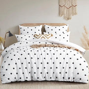 Set di coperte 220 x 240 cm - 3 pezzi in set bianco con disegno a puntini - copertina 220x240 con chiusura a righello - morbido e stiracchiato