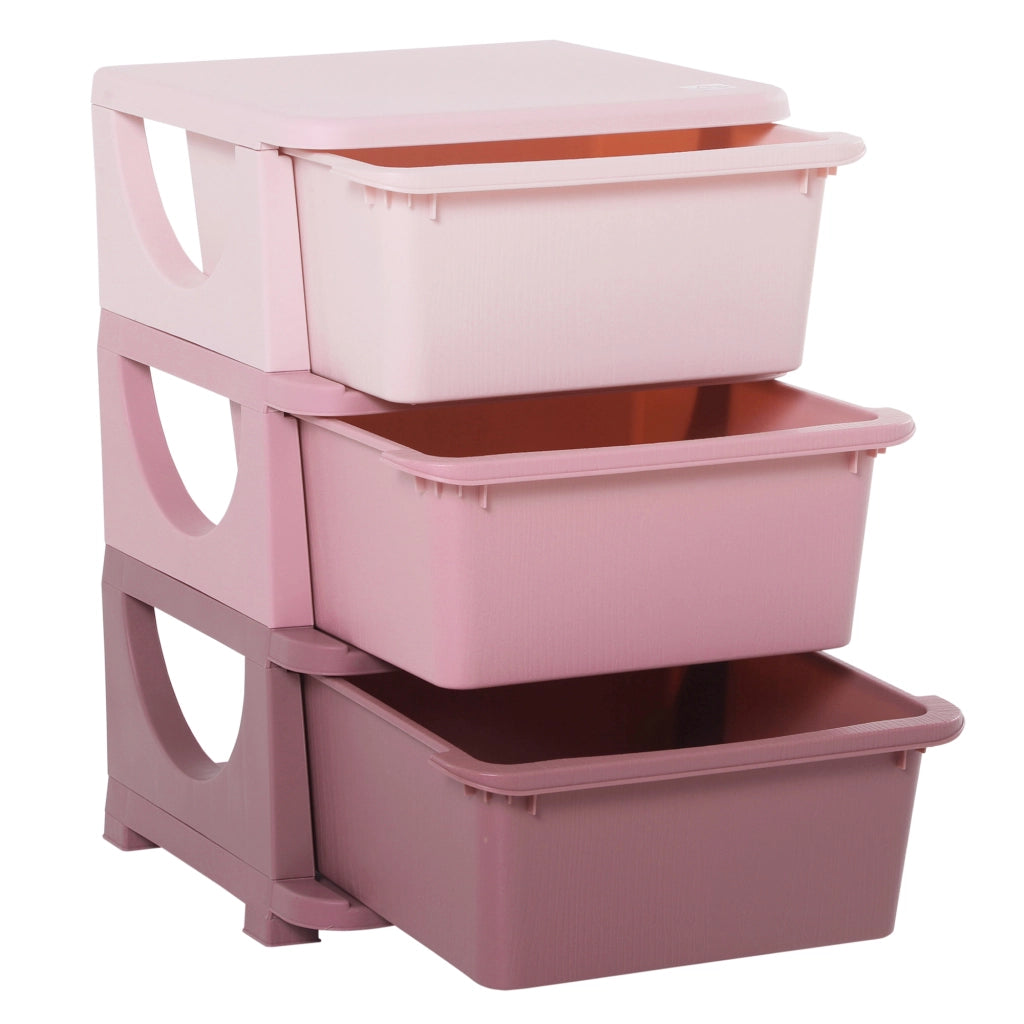 Cassettiera 3 cassetti per bambini ¨C zephmum ¨C rosa 37x37x56,5 cm