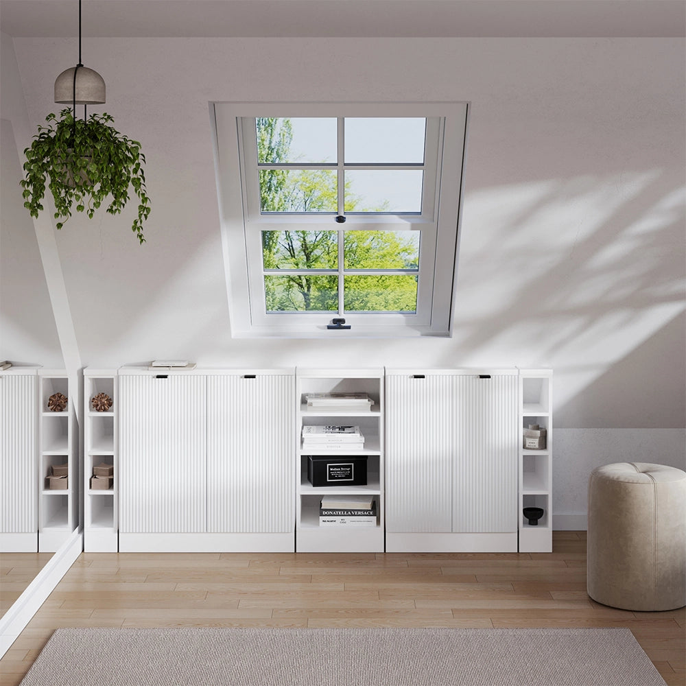 Set di mobili sottotetto Rion Ondulazione bianca/Bianco 210 cm Set di 5 Vicco