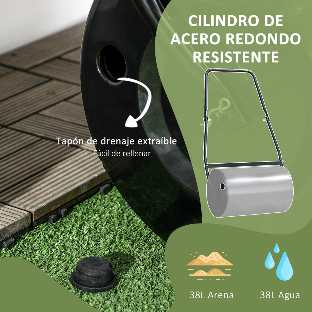 Rullo Compattatore per Prato Giardino ¨C Xylo ¨C Acciaio 38L ¦µ50x32cm