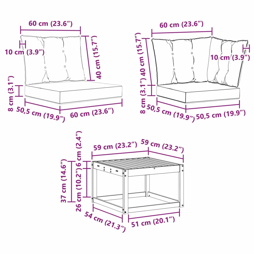 Set di divani da esterno con cuscino 8 pcs Bianco e Nero 3389314