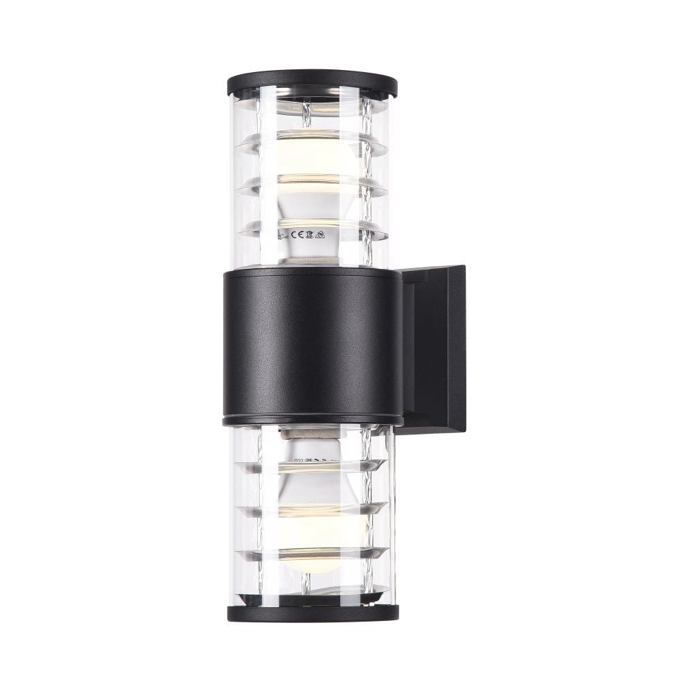 Maytoni Lampada da parete moderna Bronx 2 luci E27 IP54 nero alluminio