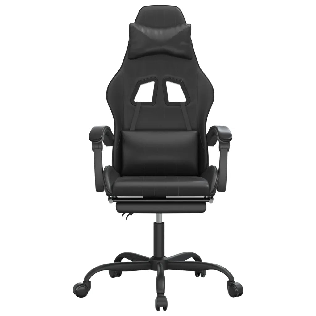 vidaXL Sedia da Gaming Girevole Poggiapiedi Nero in Similpelle