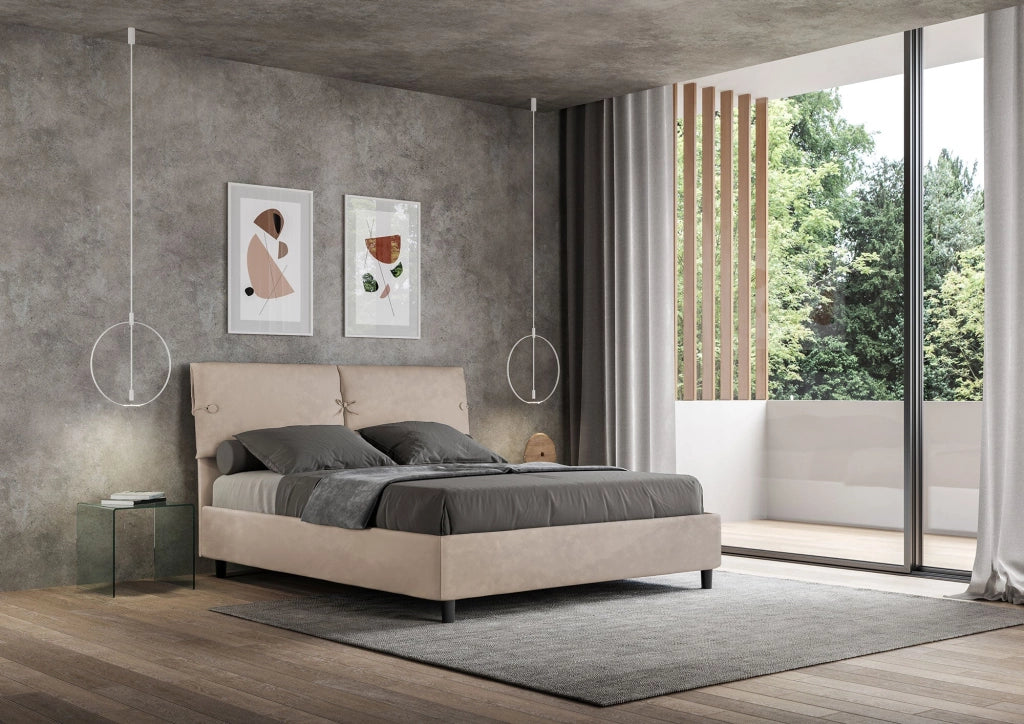 Letto Matrimoniale 160x190 cm con Rete e Contenitore Sleeper Sabbia