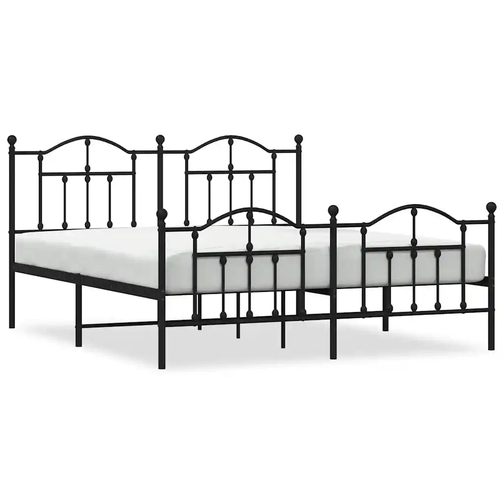 Letto matrimoniale | Letto per adulti | Giroletto con Testiera e Pediera Metallo Nero 183x213 cm