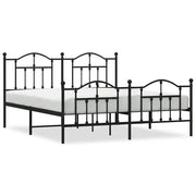 Letto matrimoniale | Letto per adulti | Giroletto con Testiera e Pediera Metallo Nero 183x213 cm