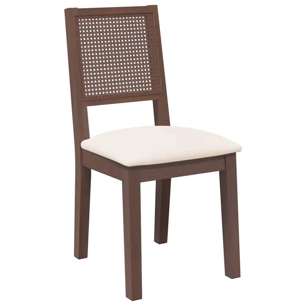 Sedie da Pranzo con Cuscini 2pz Marrone Legno Massello di Hevea