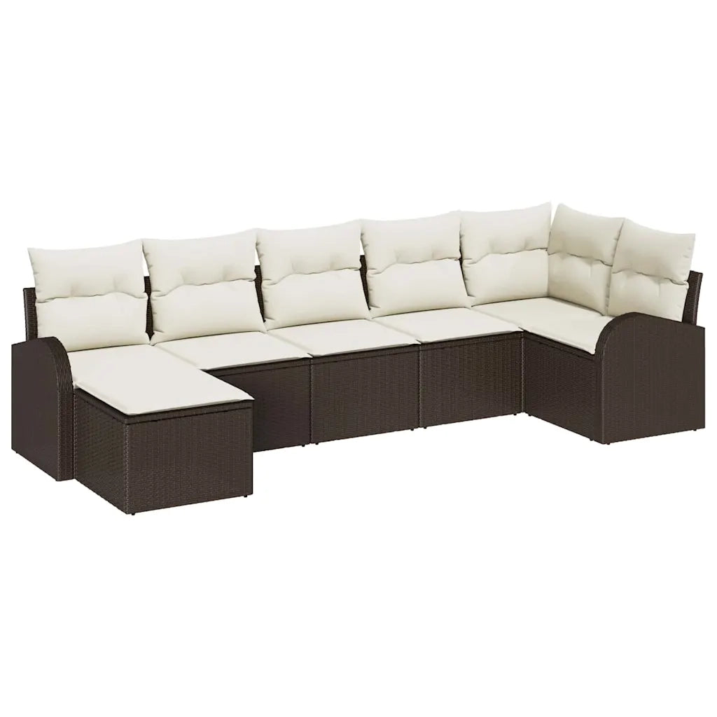 Set di divani con cuscino 7 pcs Marrone polyrattan 3354797