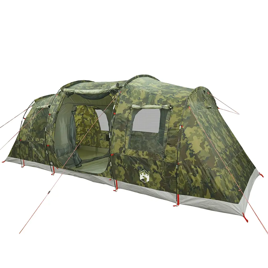 Tenda Familiare a Tunnel per 6 Persone Mimetica Impermeabile