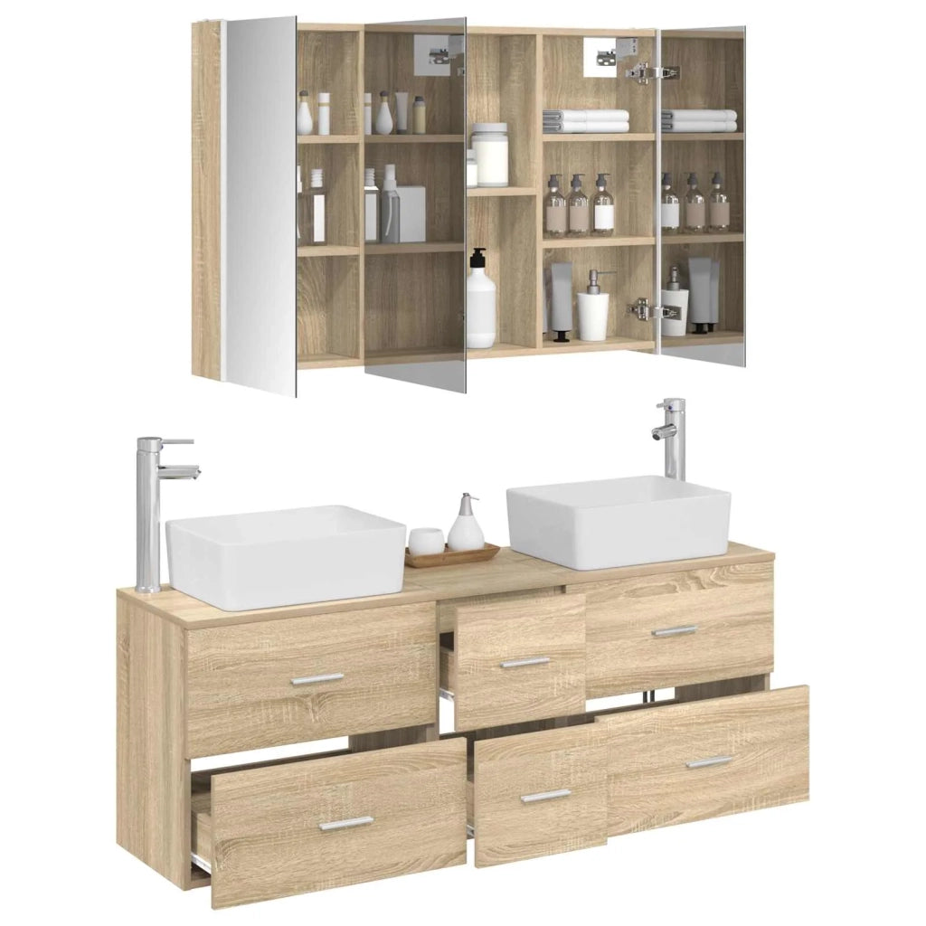 Set di mobili per il bagno 4 pcs Rovere Sonoma 3406865