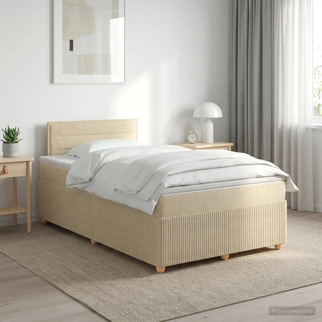 Letto box spring con materasso Crema 120 x 190 cm Tessuto 3451417
