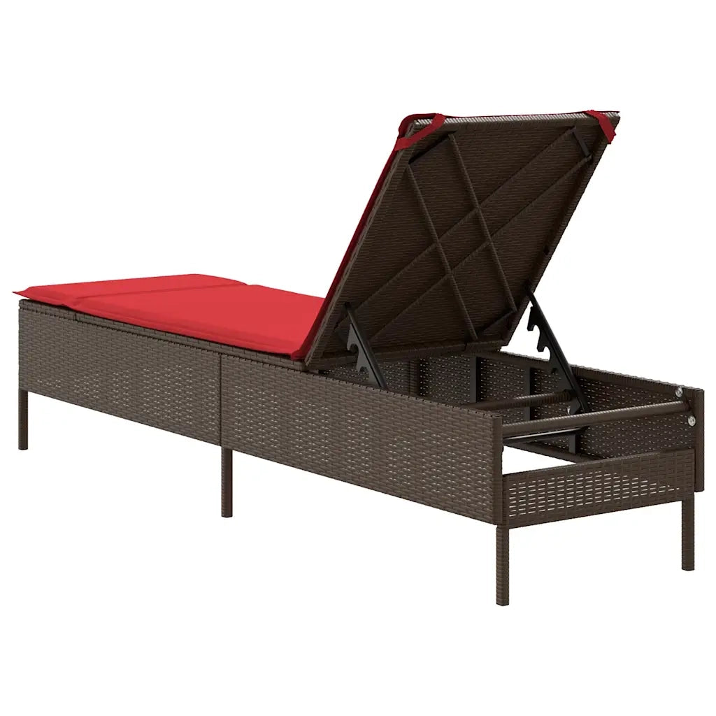 Lettino prendisole con Cuscino in Polyrattan Marrone 4002726