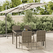 Set da Pranzo da Giardino 5 pz con Cuscini in Polyrattan Grigiocod mxl 124399