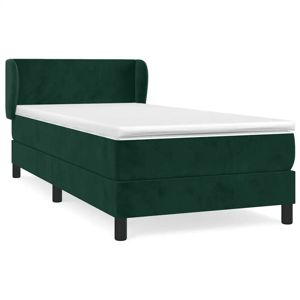 Giroletto a Molle con Materasso Verde Scuro 90x190 cm Velluto