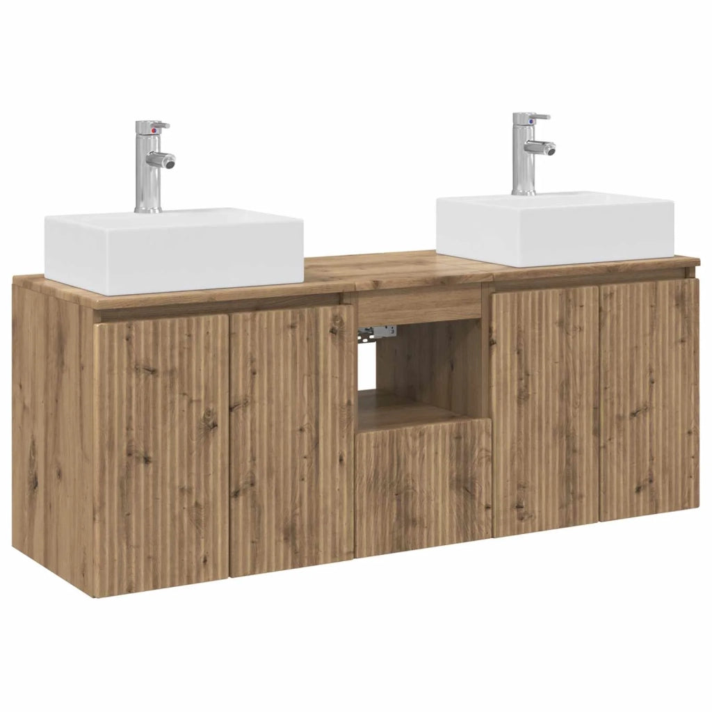 Set di Armadi da Bagno 3 pz Rovere Artigianale 3405656