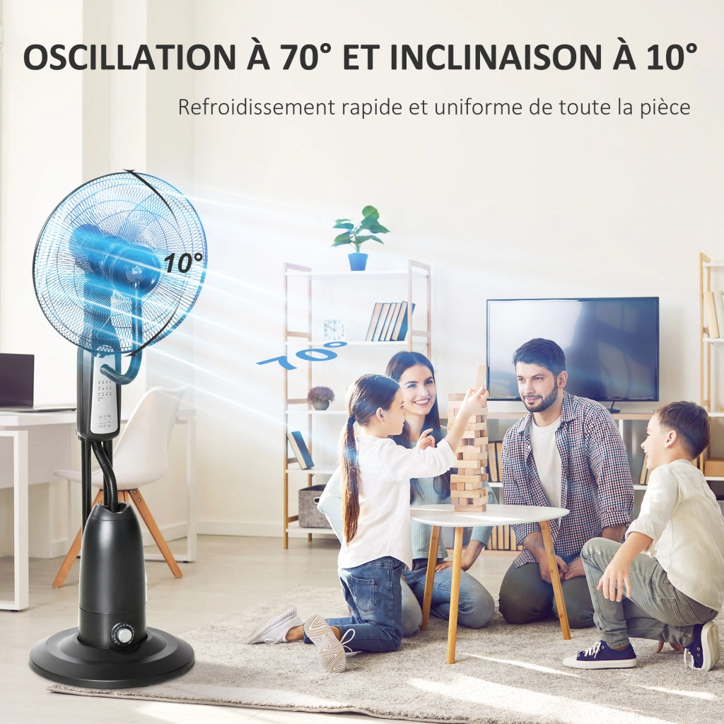 Ventilatore a Torre con Umidificatore ¨C zephmum ¨C Grigio Nero, Telecomando, 3 Velocit¨¤, Timer