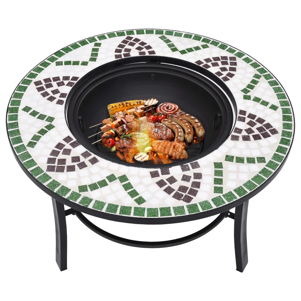 Braciere a Mosaico Verde 68 cm in Ceramica CFW4318941