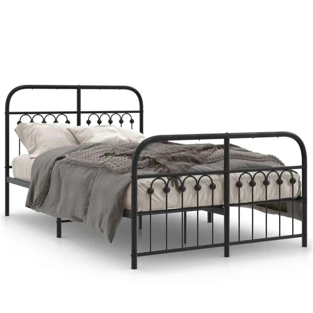 Giroletto con Testiera e Pediera Metallo Nero 120x190 cm 376615