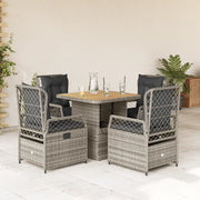 vidaXL Set da Pranzo da Giardino 5 pz con Cuscini in Polyrattan Grigio