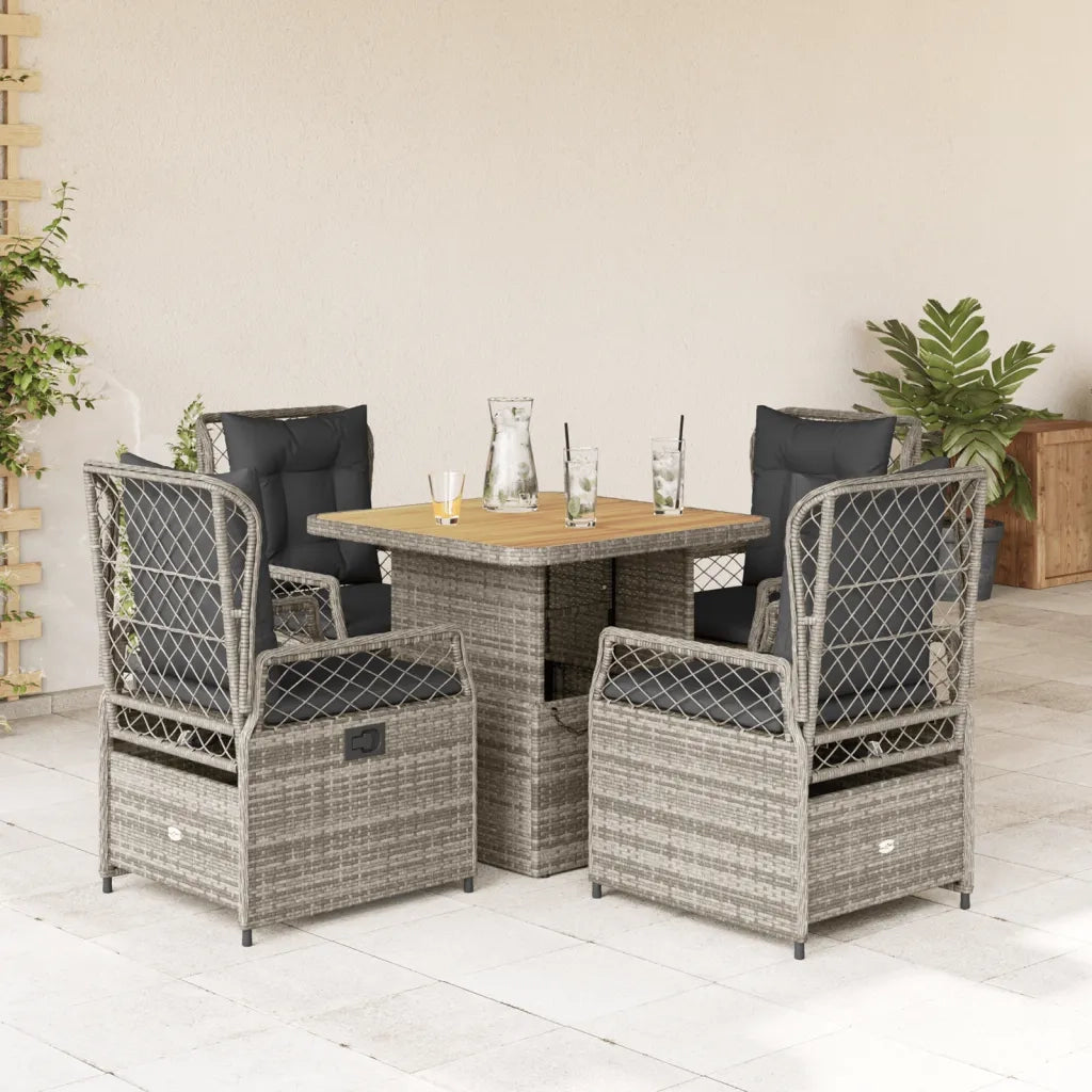 vidaXL Set da Pranzo da Giardino 5 pz con Cuscini in Polyrattan Grigio