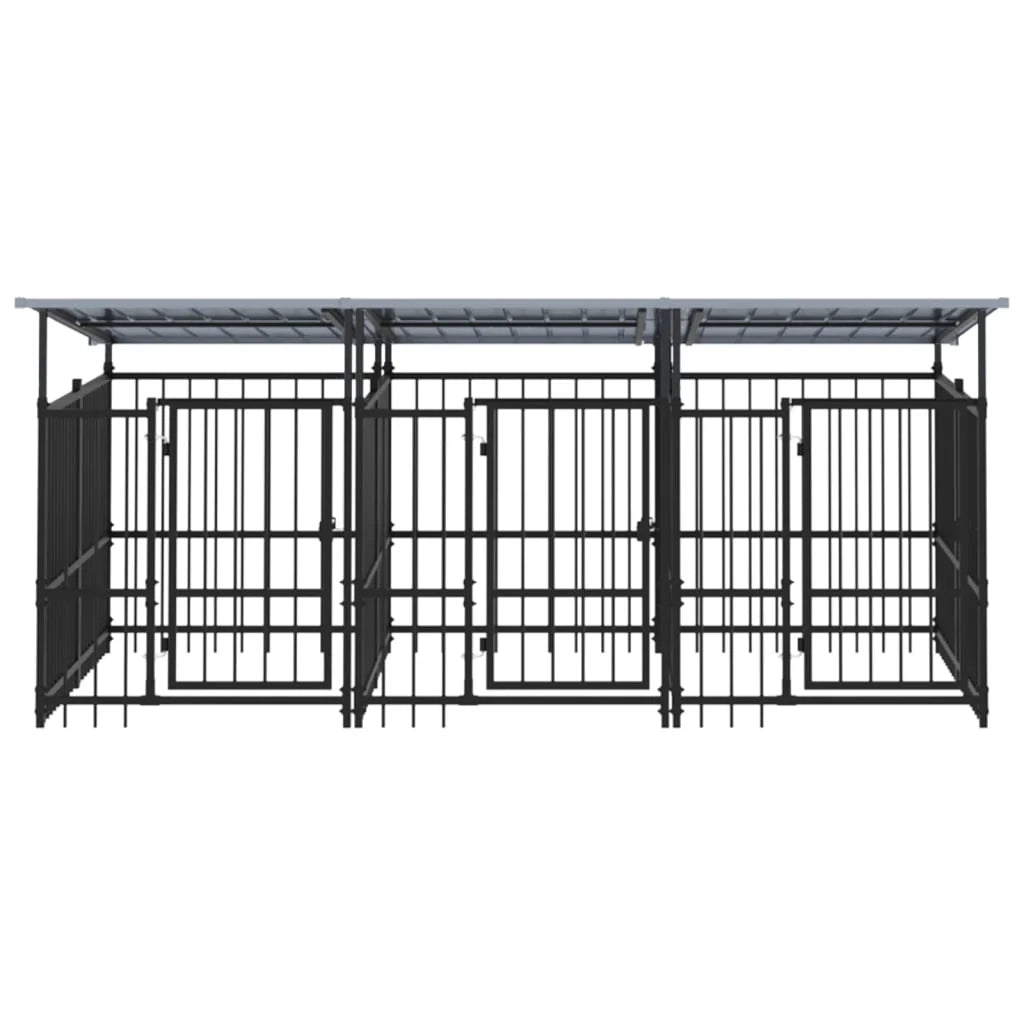 Cuccia/recinto/box esterno per cani con tetto in acciaio 5,63 m² nero 02_0041763