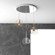 SOSP. CROMO TONDA 3 LUCI VETRI TUTTI PICCOLO (1 X TRASPARENTE + 2 X AMBRA) 1155CR-S3 TP-TA