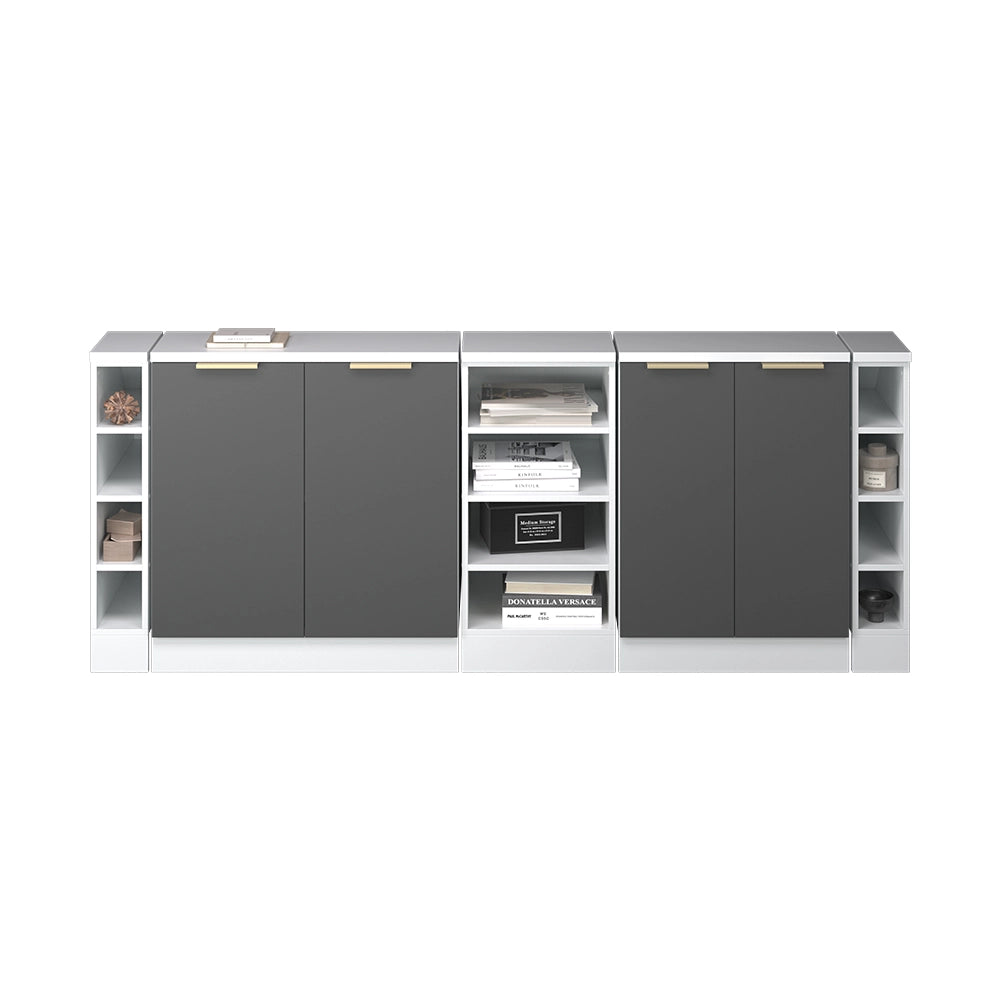 Set di mobili sottotetto Rion Antracite-oro/Bianco 210 cm Set di 5 carcasse armadio profondità 60 cm Vicco