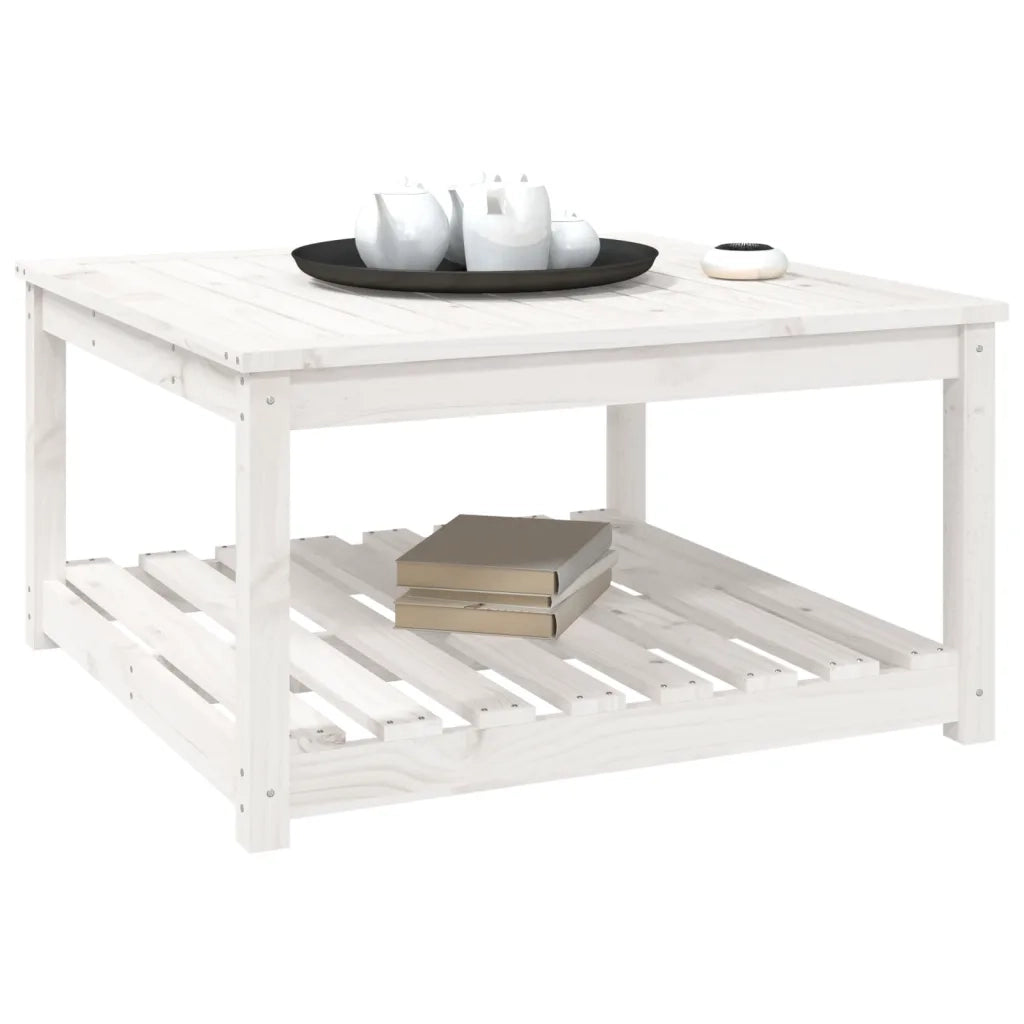 Tavolo da Giardino Bianco 82,5x82,5x45cm Legno Massello di Pino 824142