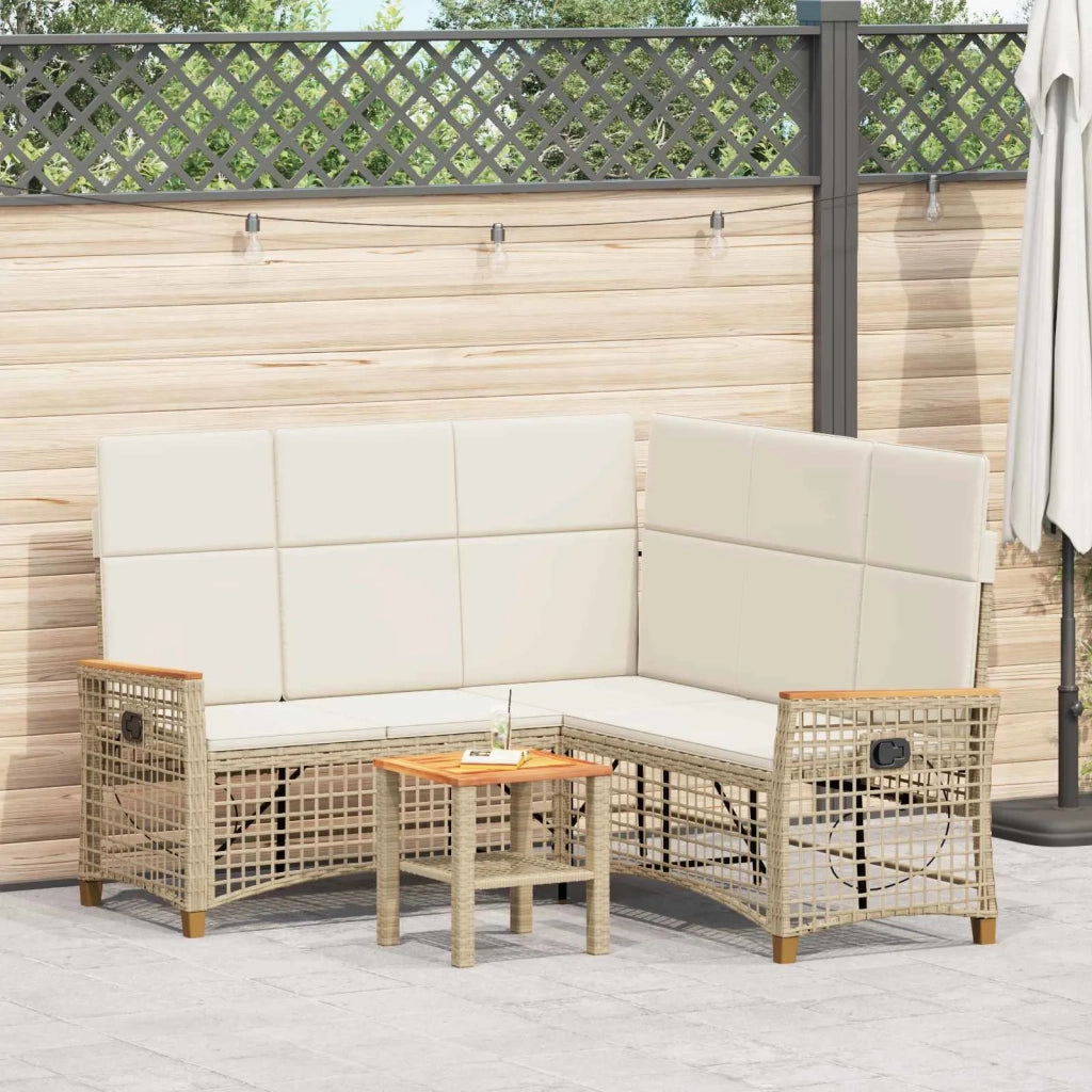 Set di Divani Recliner da Giardino Beige e Bianco Crema