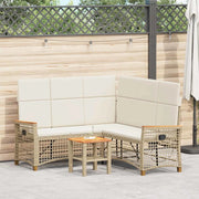 Set di Divani Recliner da Giardino Beige e Bianco Crema