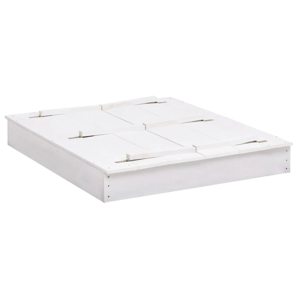 Sabbiera in legno di abete 95 x 90 x 15 cm bianca 02_0005062