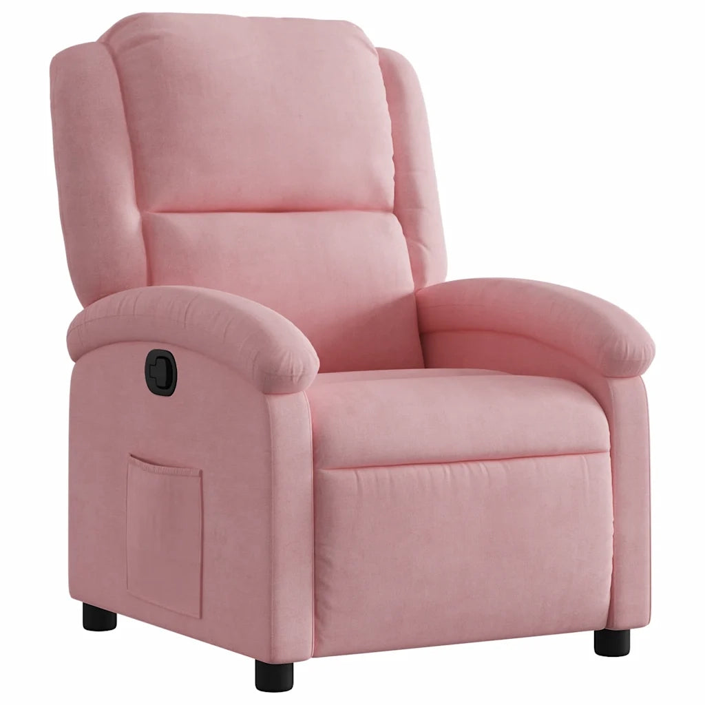 Divano Sedia-Poltrona Reclinabile Rosa in Velluto 787165