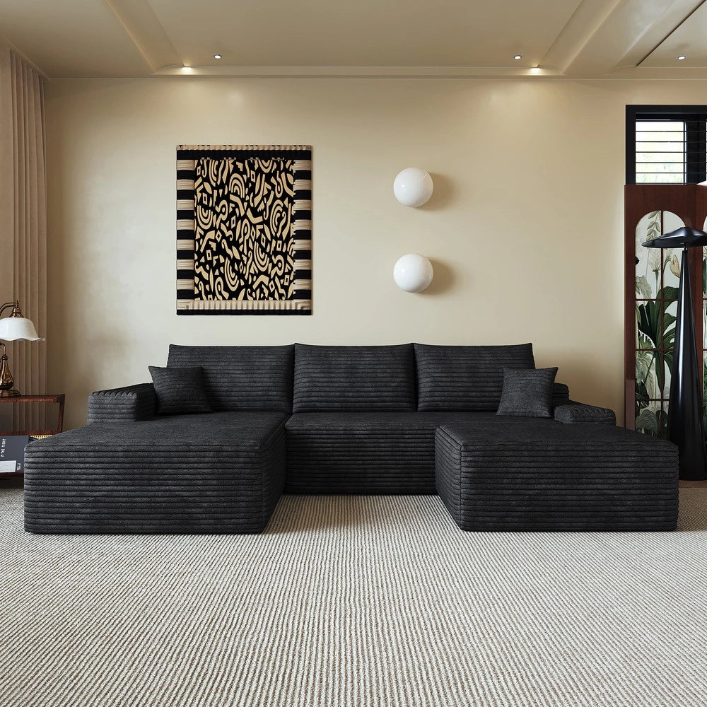 Divano angolare con Chaise Longue ¨C Minimal ¨C nero velluto 270cm