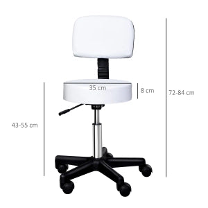 SGABELLO Girevole con Schienale Altezza Regolabile Bianco