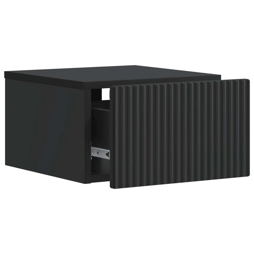 Set di 2 Comodini | Armadio da Notte | Mobiletto da notte a muro Nero 33 x 34,5 x 20 cm