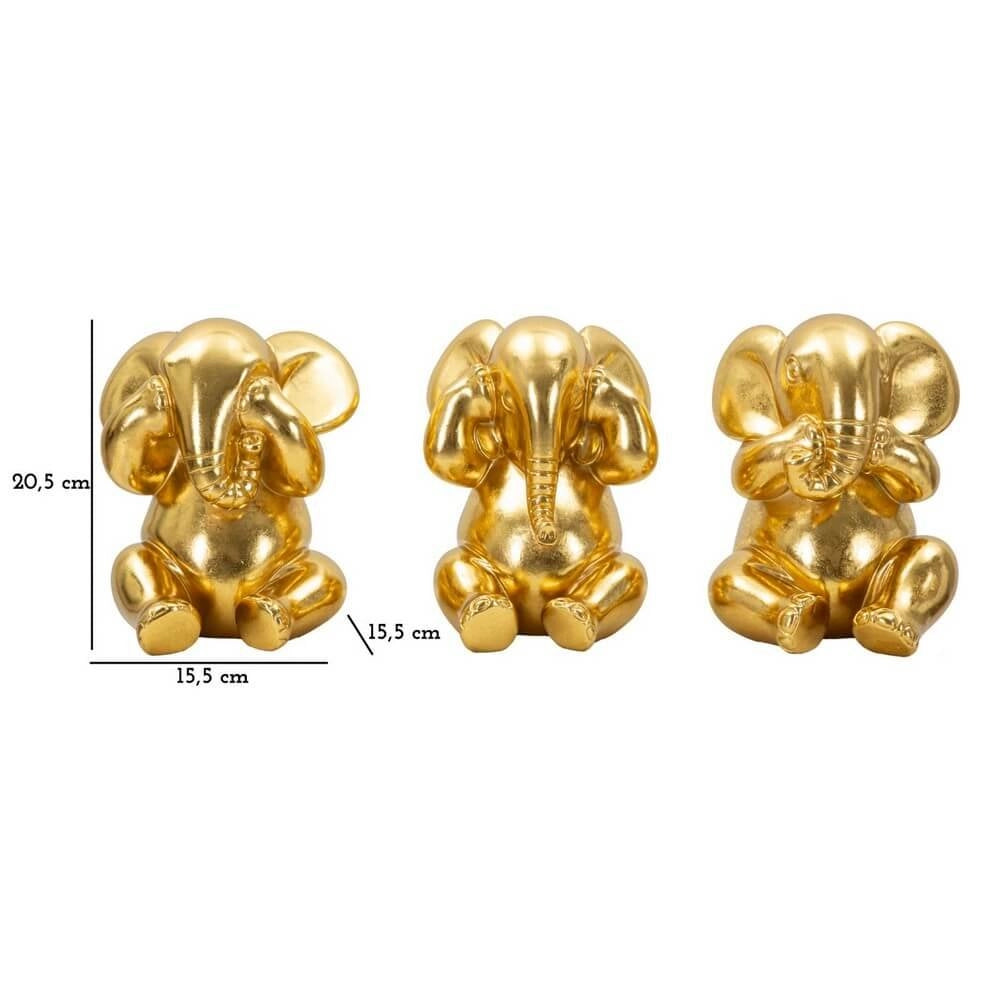 Set elefanti non vedo non sento non parlo 3 pezzi cm diam. 15,5X20,5 - ELEFANTI TRIO