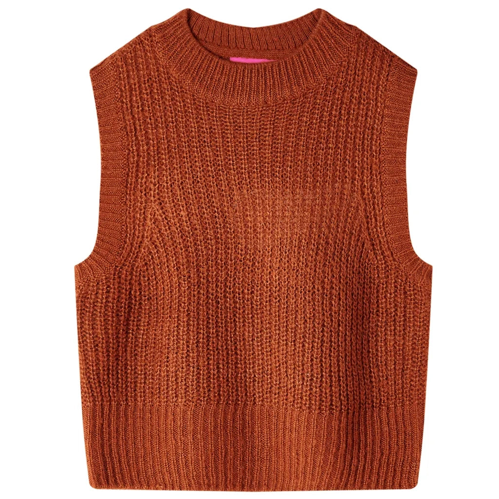 Gilet per Bambini Lavorato a Maglia Cognac 104cod mxl 132419