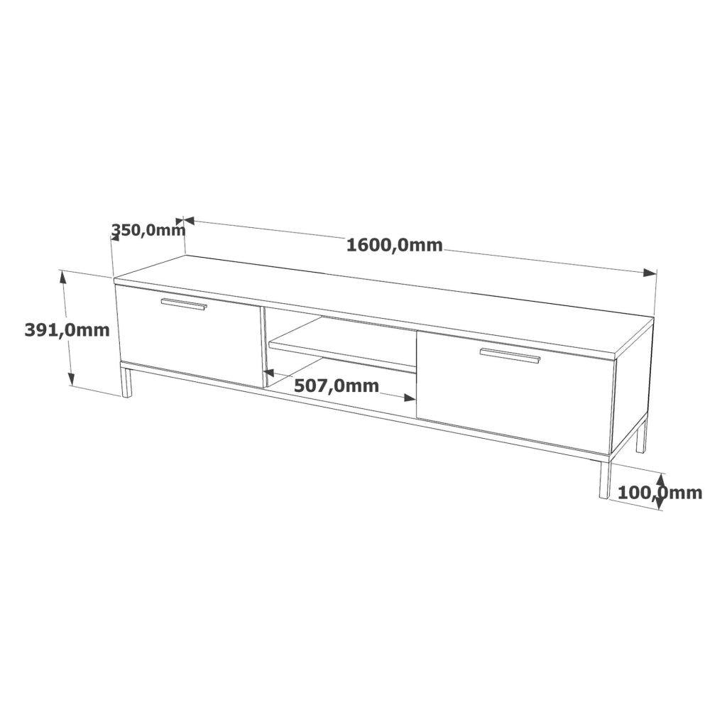 Crissolo, Mobile Porta tv un Ripiano, 160x35x39h cm Marrone Rovere