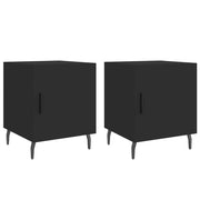 Set di 2 Comodini | Armadio da Notte | Mobiletto da notte Neri 40x40x50 cm in Legno Multistrato