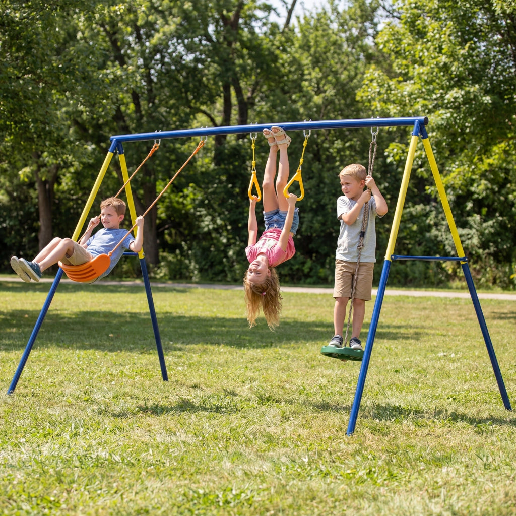 Portico Altalena 3 in 1 per Bambini ¨C zephmum ¨C Verde, Polipropilene