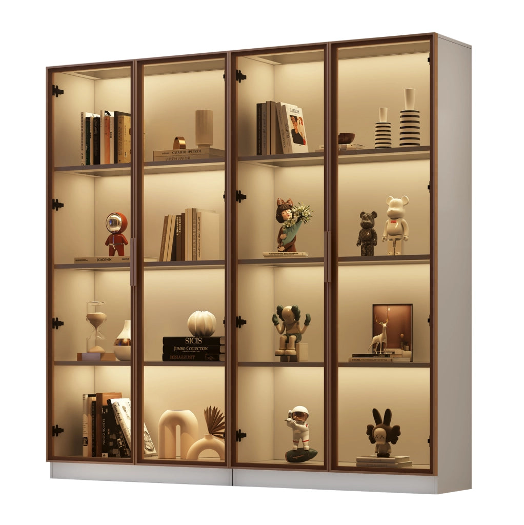 Vetrina bianca 80x40x160 cm con LED， 2 pezzi， ante battenti