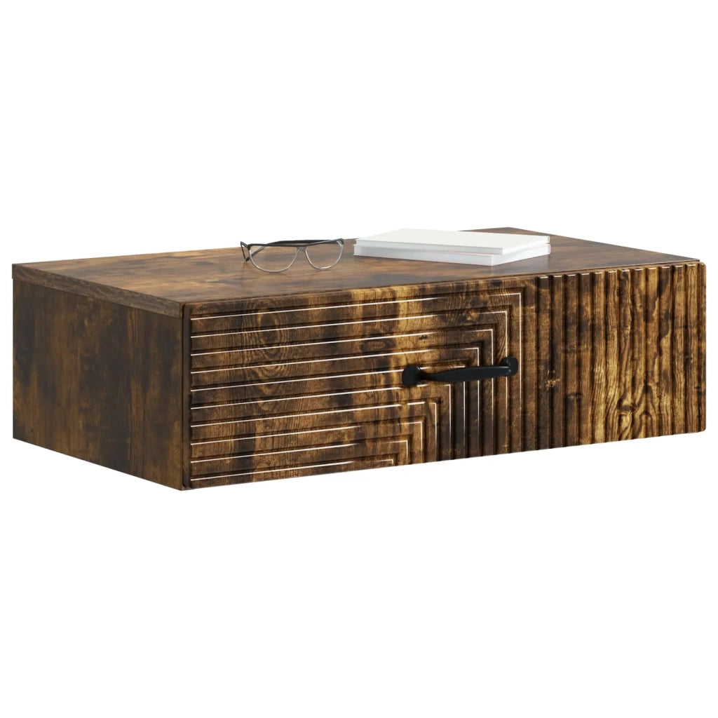 Tavolino da Parete Laterale Rovere Fumo 59 x 34,5 x 17 cm